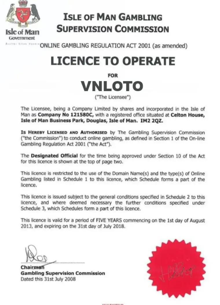 Licence isle of man VNLOTO